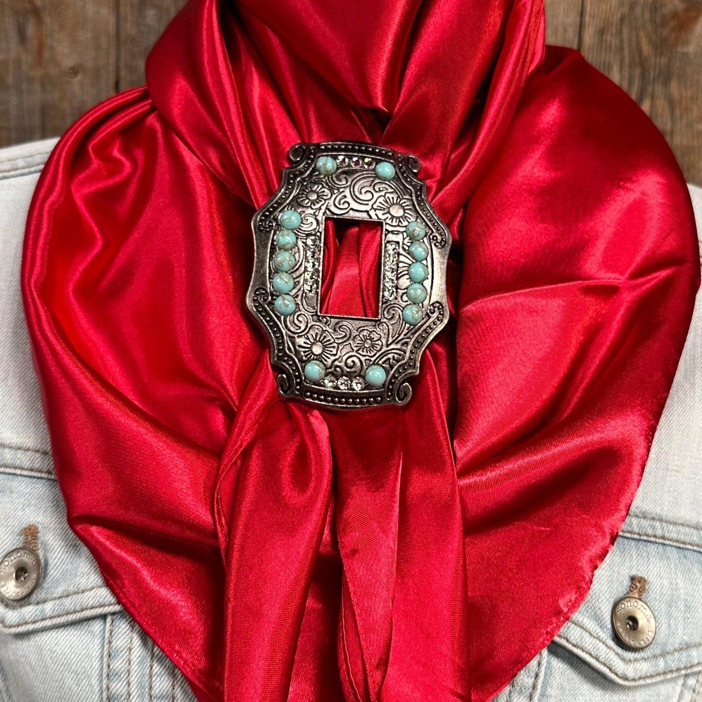 35X35" Solid Electric Red Wild Rag / Scarf WRS10 - Buckle Wild Rag Slides - Assorted