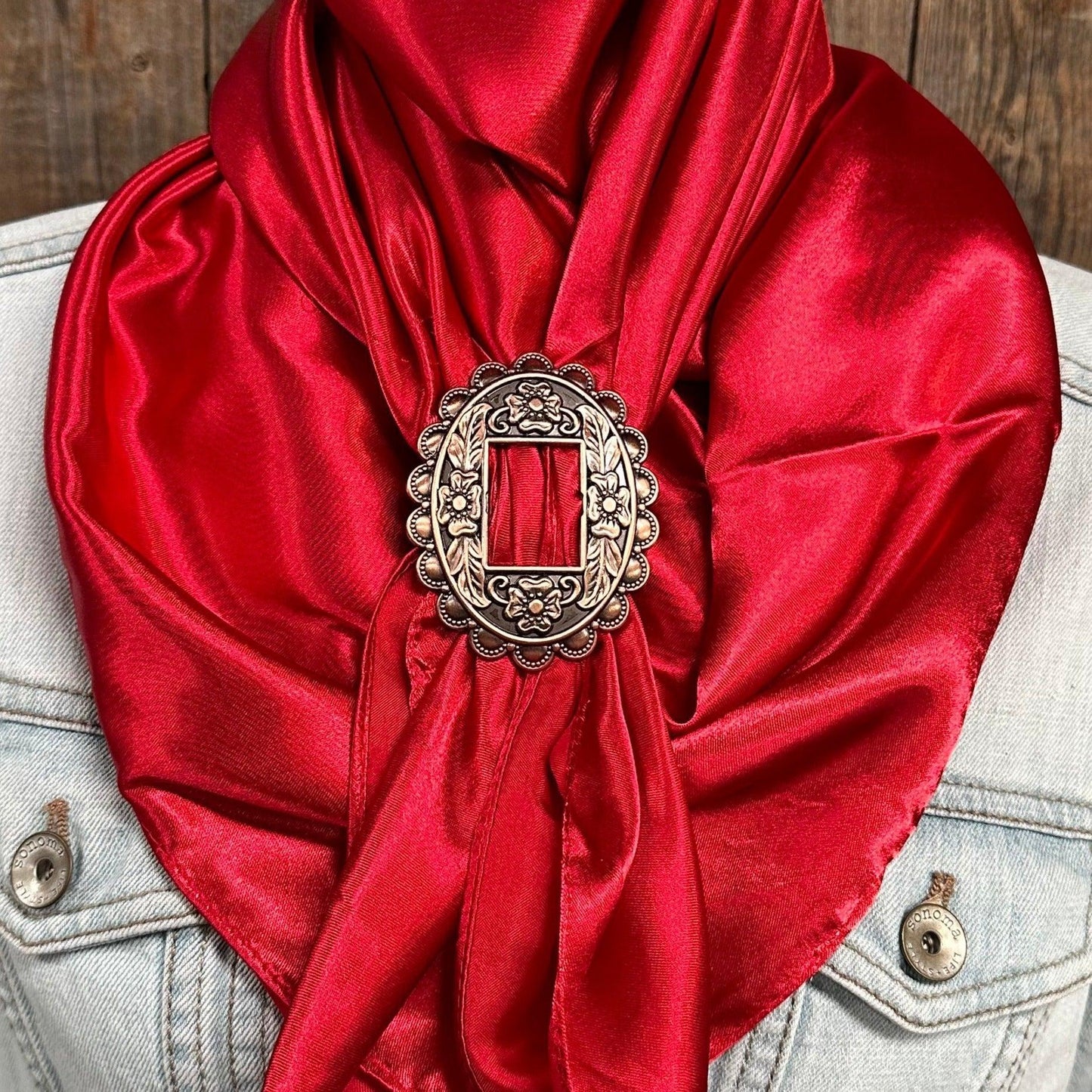 35X35" Solid Electric Red Wild Rag / Scarf WRS10 - Buckle Wild Rag Slides - Assorted