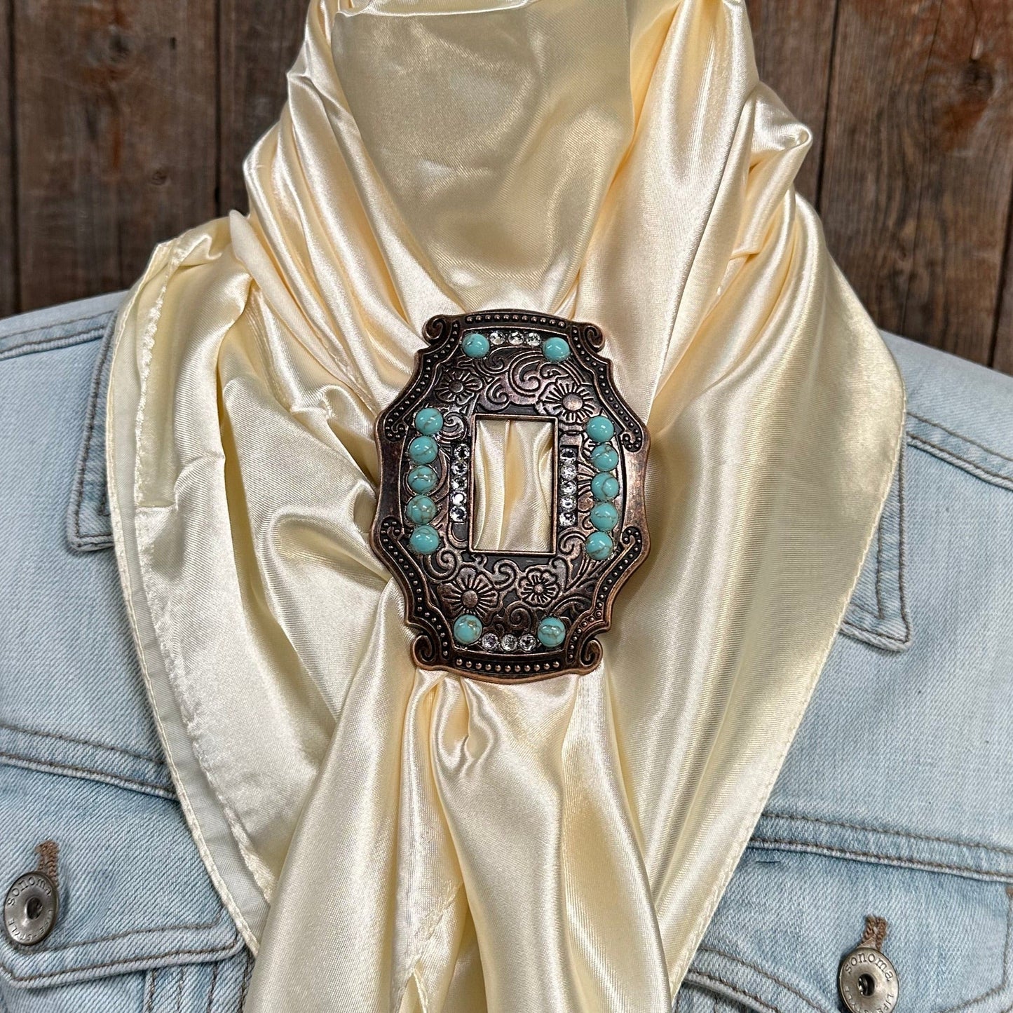 35X35" Solid Cream Wild Rag / Scarf WRS11 - Buckle Wild Rag Slides - Assorted