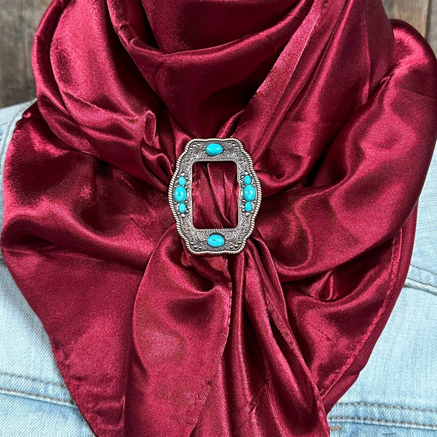 35X35" Solid Burgundy Wild Rag / Scarf WRS14 - Buckle Wild Rag Slides - Assorted