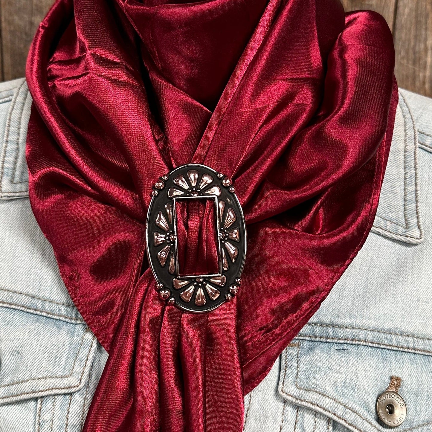 35X35" Solid Burgundy Wild Rag / Scarf WRS14 - Buckle Wild Rag Slides - Assorted