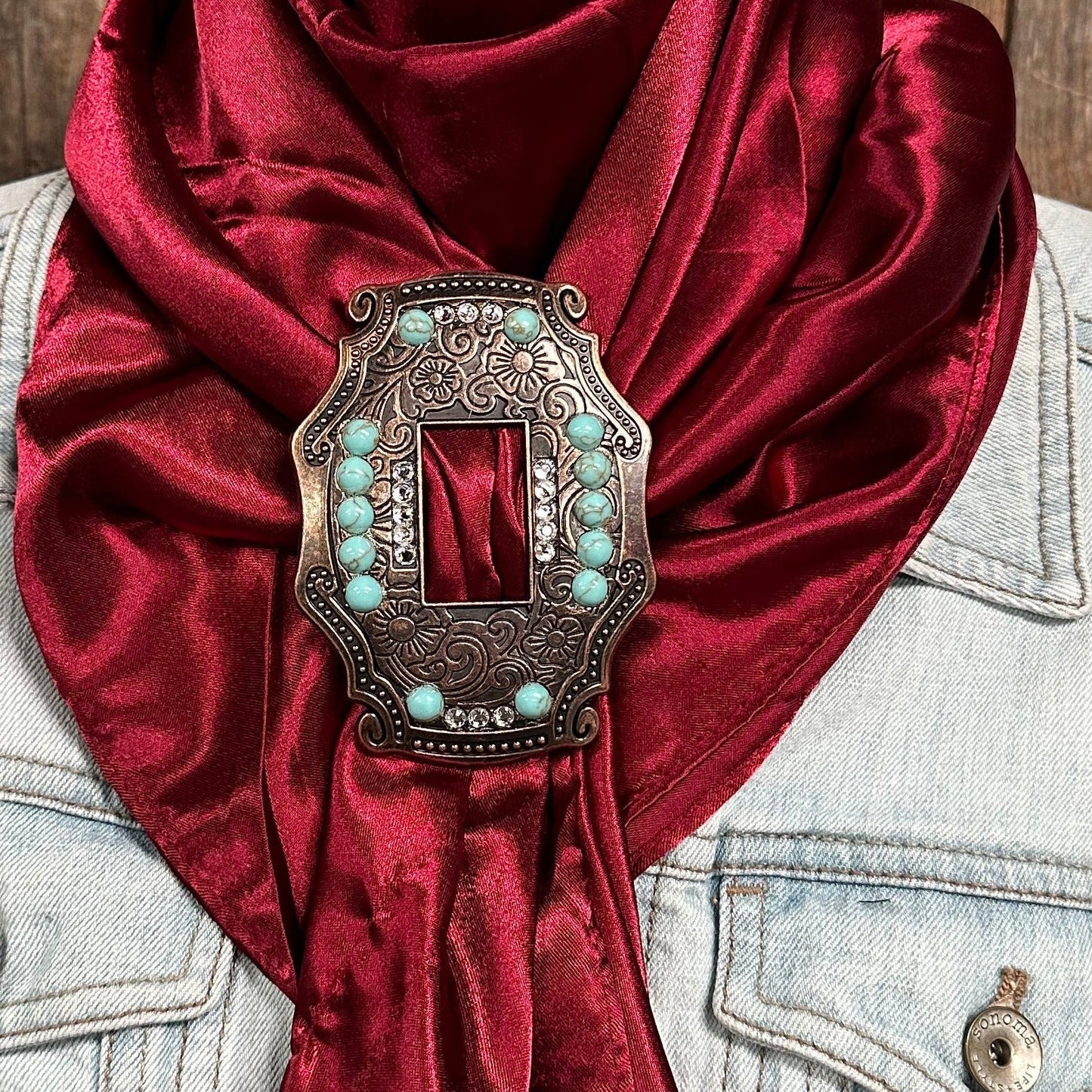 35X35" Solid Burgundy Wild Rag / Scarf WRS14 - Buckle Wild Rag Slides - Assorted