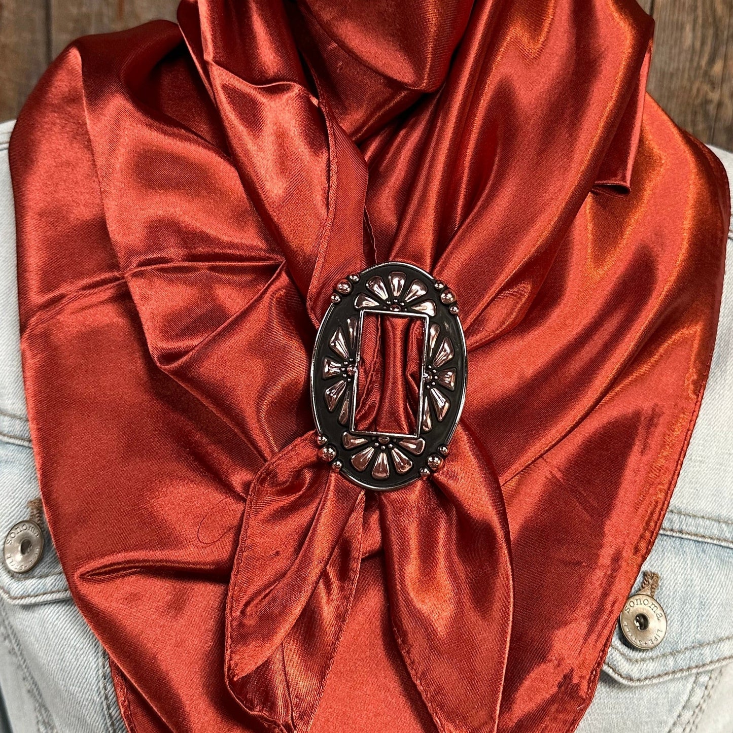 35X35" Solid Rust Wild Rag / Scarf WRS16 - Buckle Wild Rag Slides - Assorted