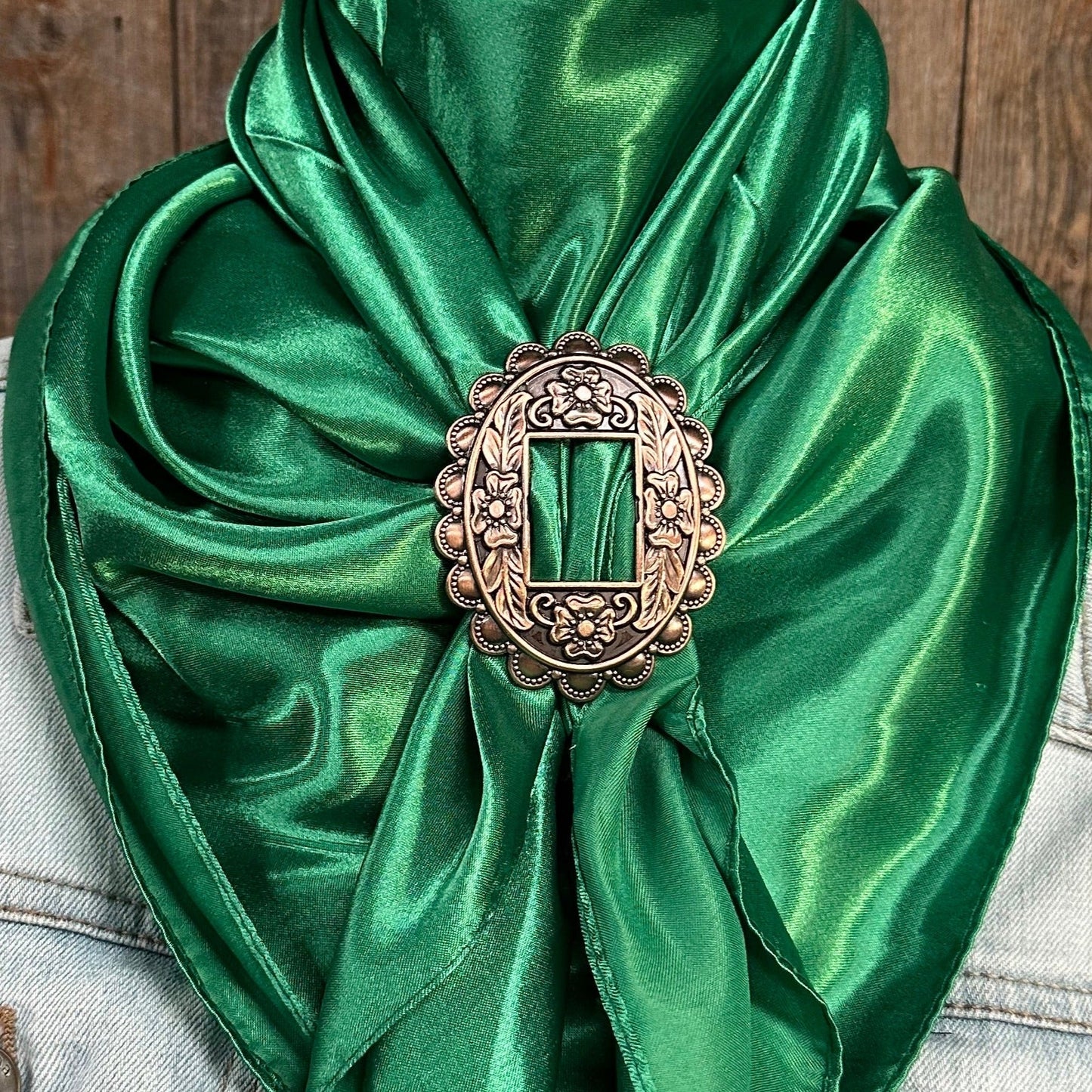 35X35" Solid Green Wild Rag / Scarf WRS18 - Buckle Wild Rag Slides - Assorted