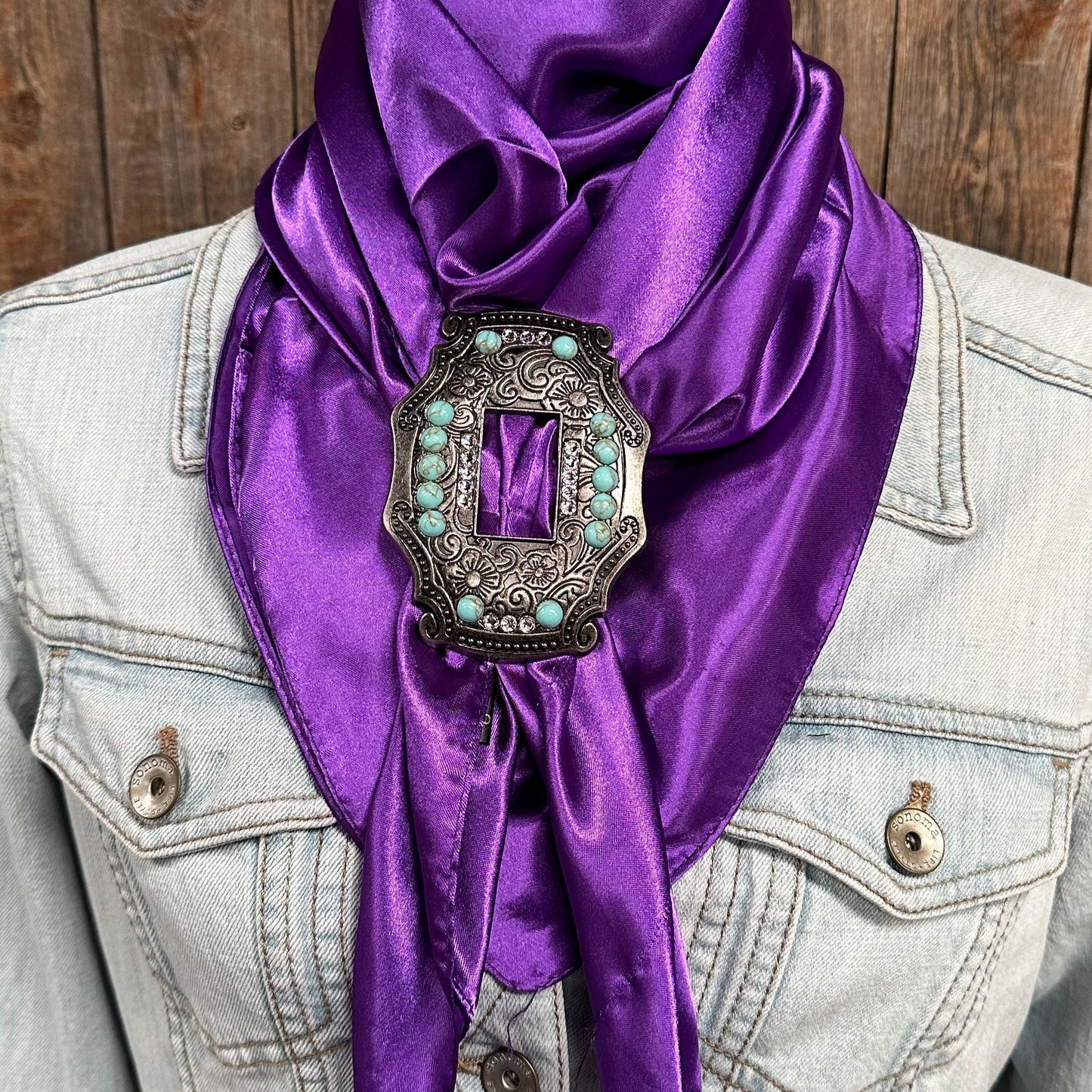 35X35" Solid Purple Wild Rag / Scarf WRS1 - Buckle Wild Rag Slides - Assorted