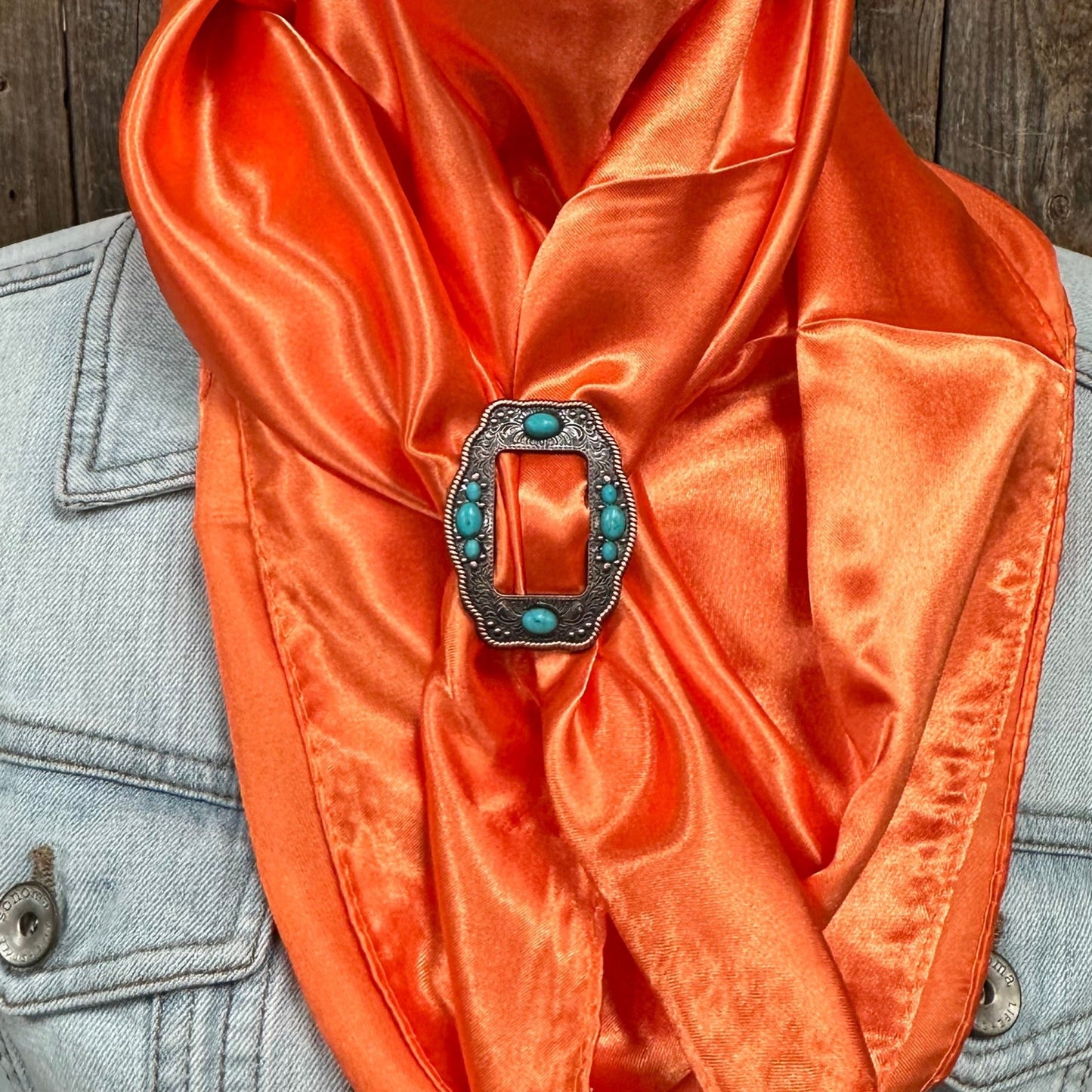 35X35" Solid Orange Wild Rag / Scarf WRS20 - Buckle Wild Rag Slides - Assorted