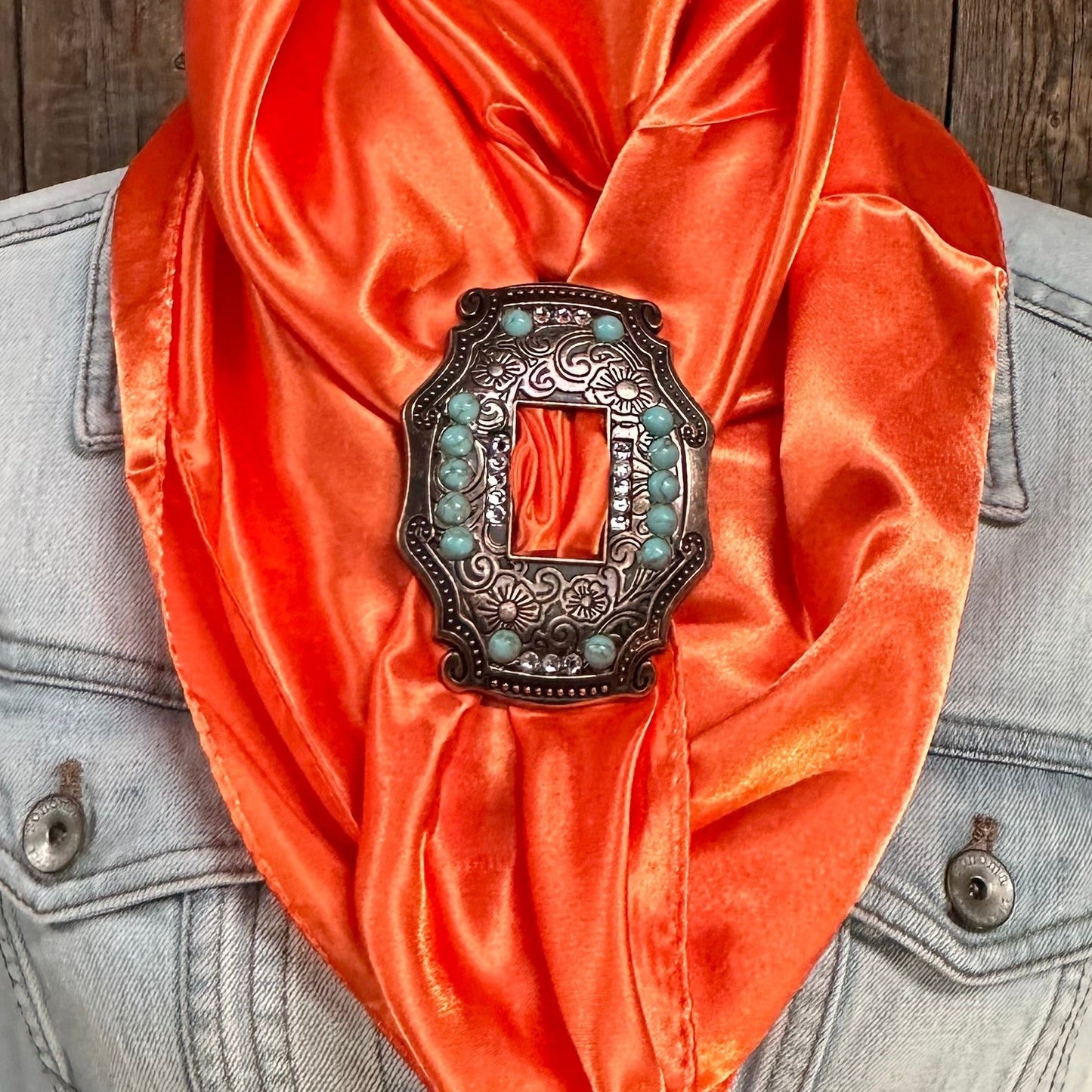 35X35" Solid Orange Wild Rag / Scarf WRS20 - Buckle Wild Rag Slides - Assorted