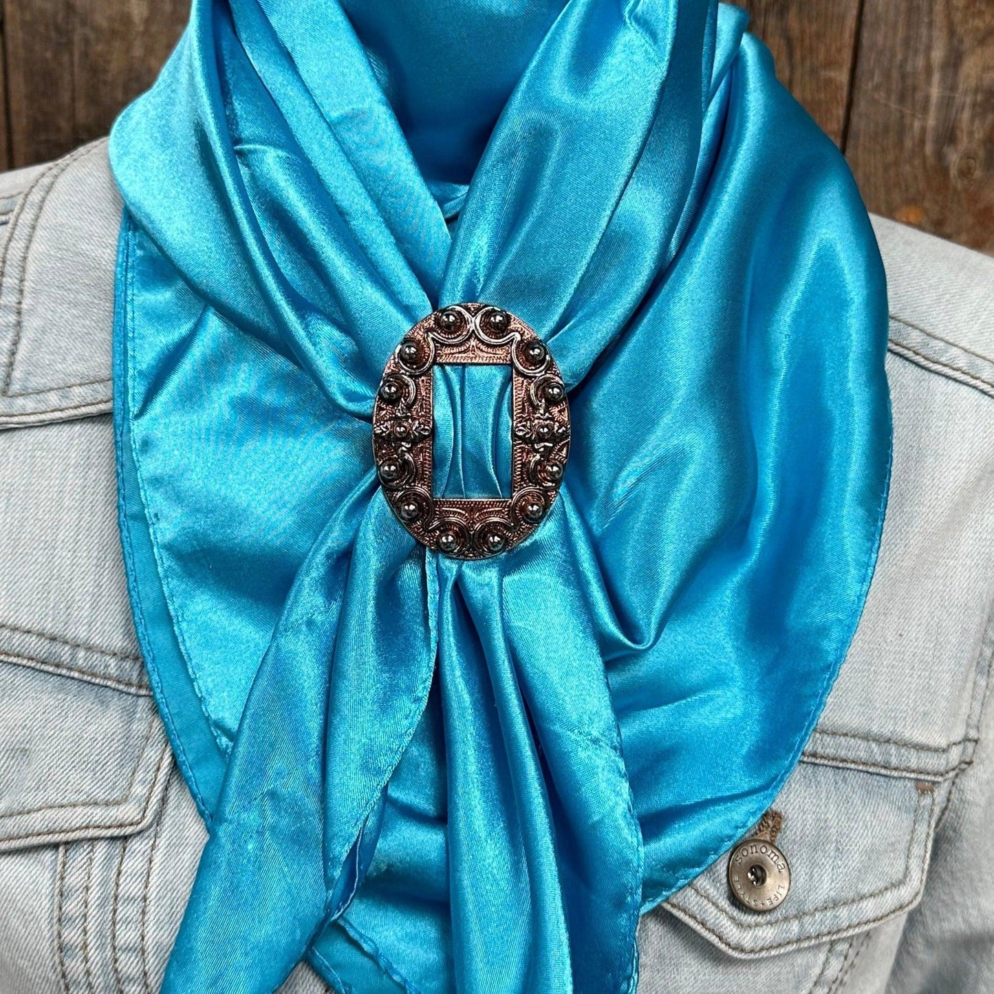 35X35" Solid Aqua Wild Rag / Scarf WRS8 - Buckle Wild Rag Slides - Assorted