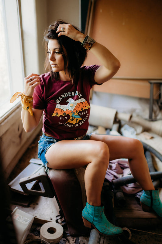 WANDERLUST THUNDERBIRD - MAROON TEE