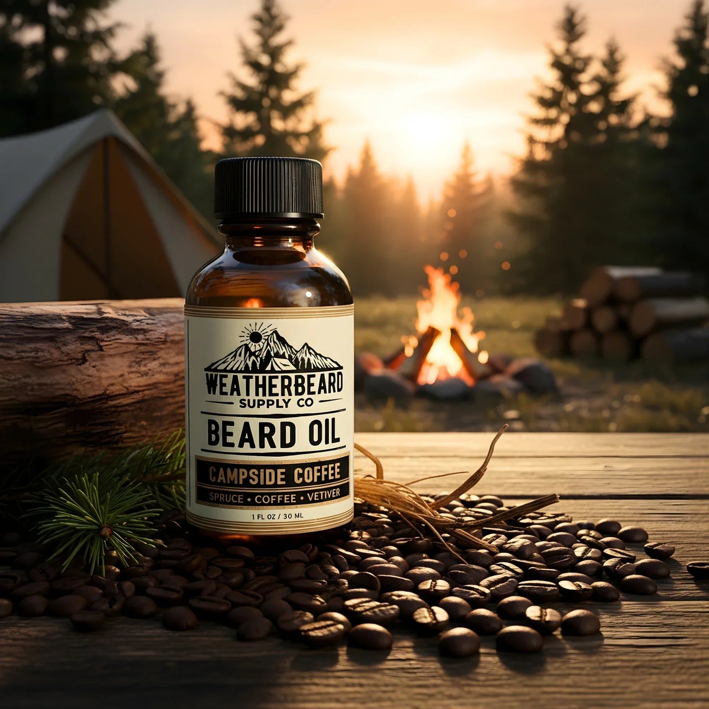 Campside Coffee Beard Oil - Spruce, Coffee, Vetiver