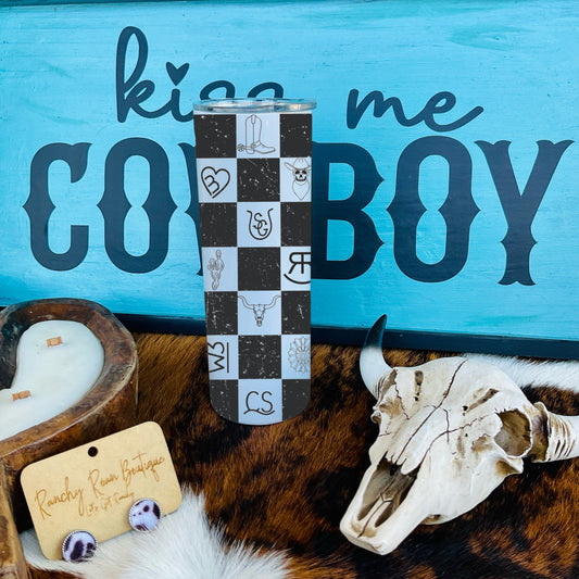 Western Checkered 20oz Skinny Tumbler