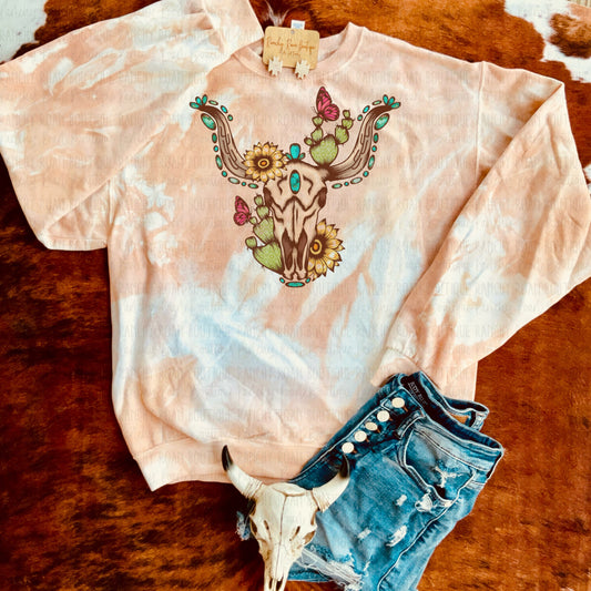 Western Floral Longhorn Graphic Sweatshirt