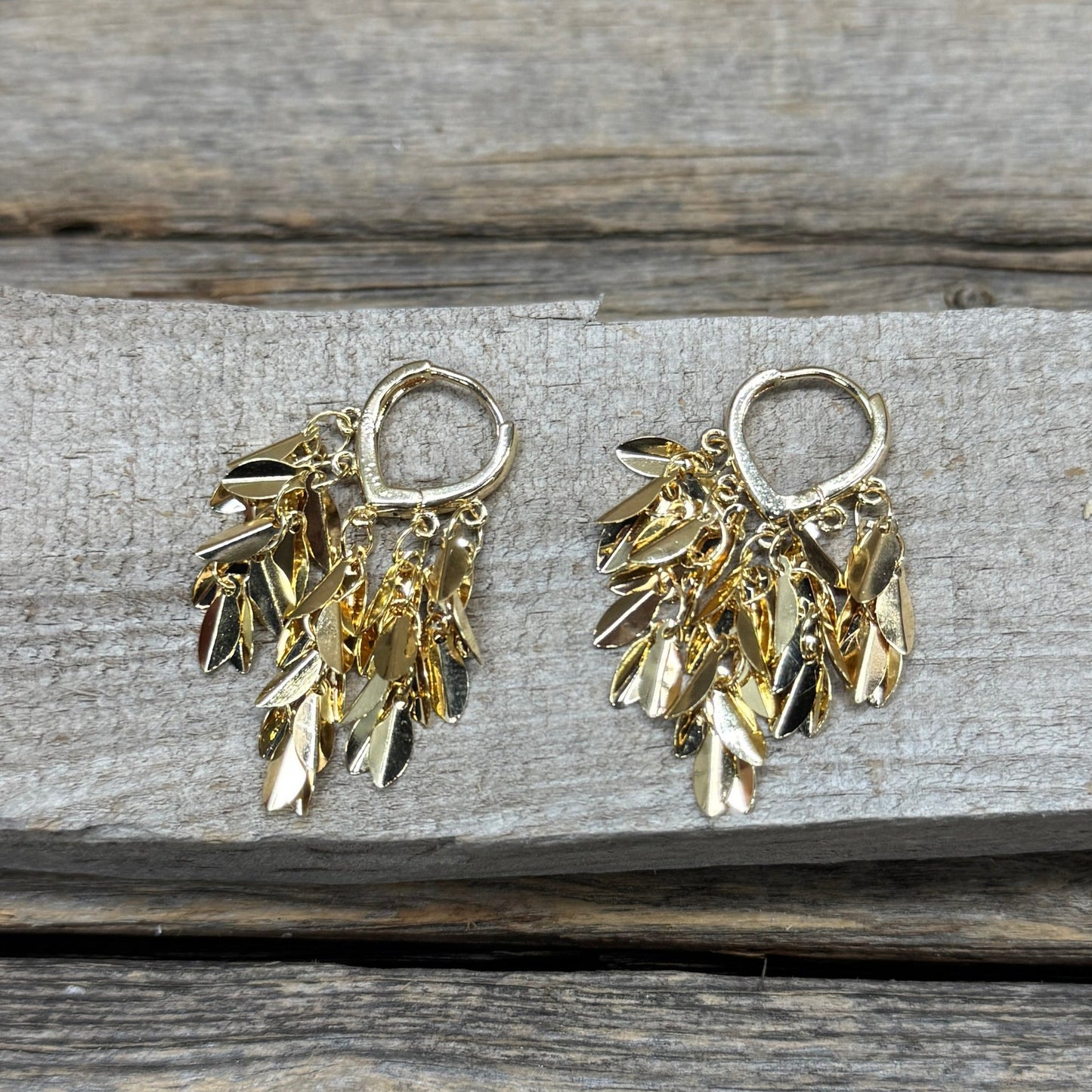 Western Gold Short Leaves Dangle Fashion Earrings