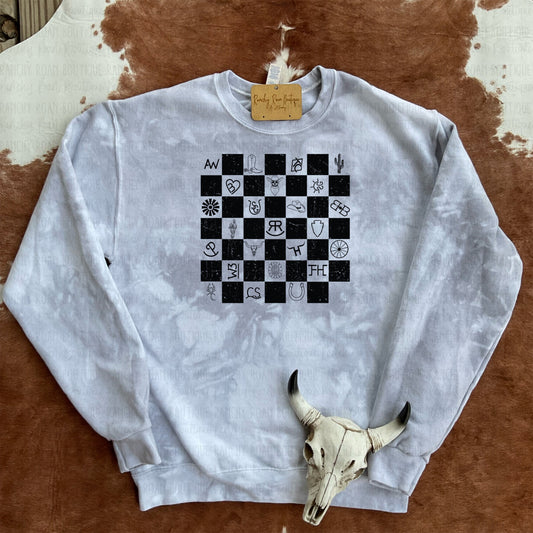 Western Checkered Symbols Sweatshirt