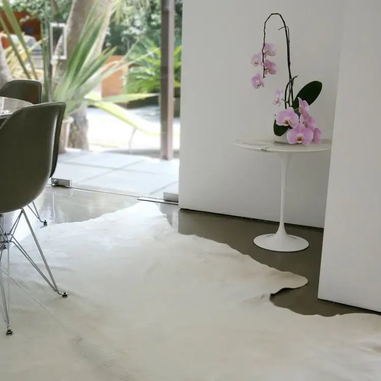 White Brazilian Cowhide Rug: LARGE