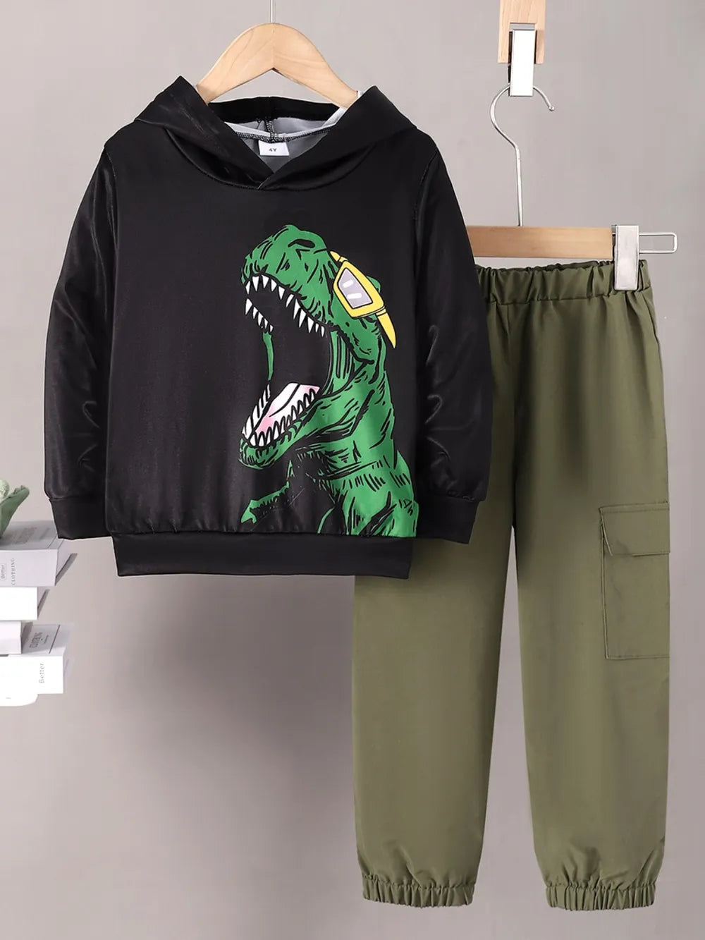 Children's Cool Dude Dinosaur Graphic Hoodie and Pants Set
