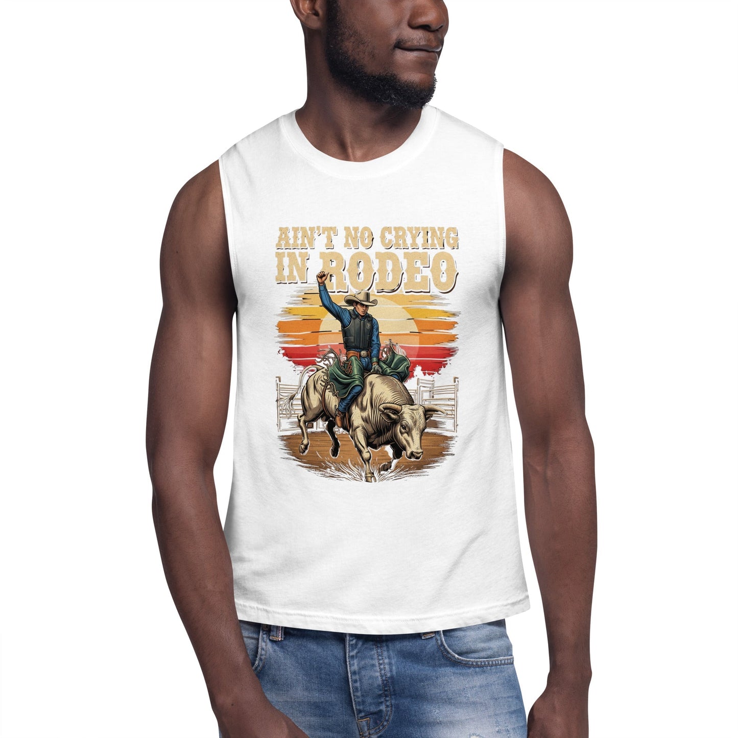 Ain't No Crying In Rodeo Graphic Muscle T-Shirt
