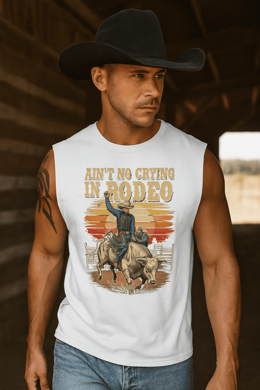 Ain't No Crying In Rodeo Graphic Muscle T-Shirt