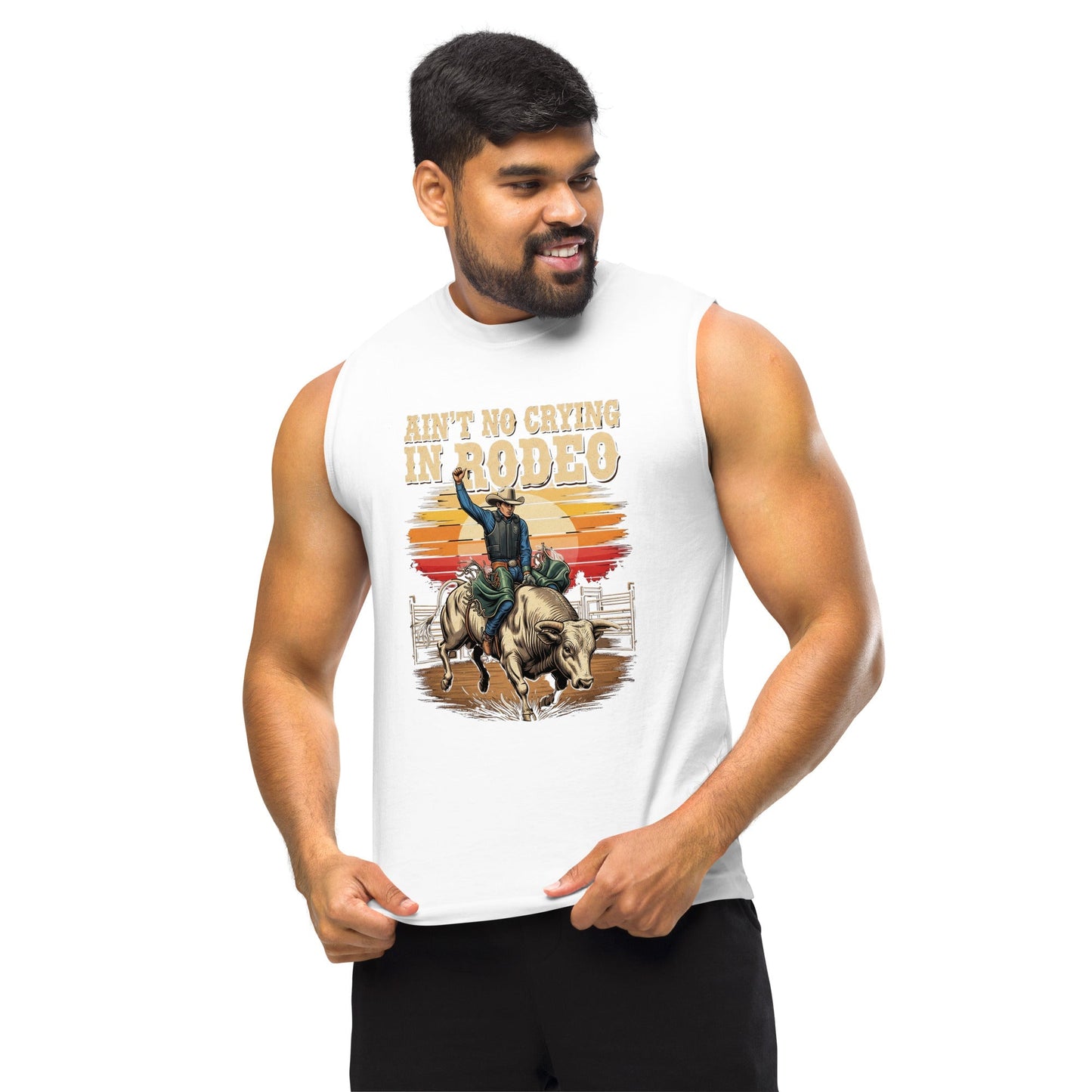Ain't No Crying In Rodeo Graphic Muscle T-Shirt