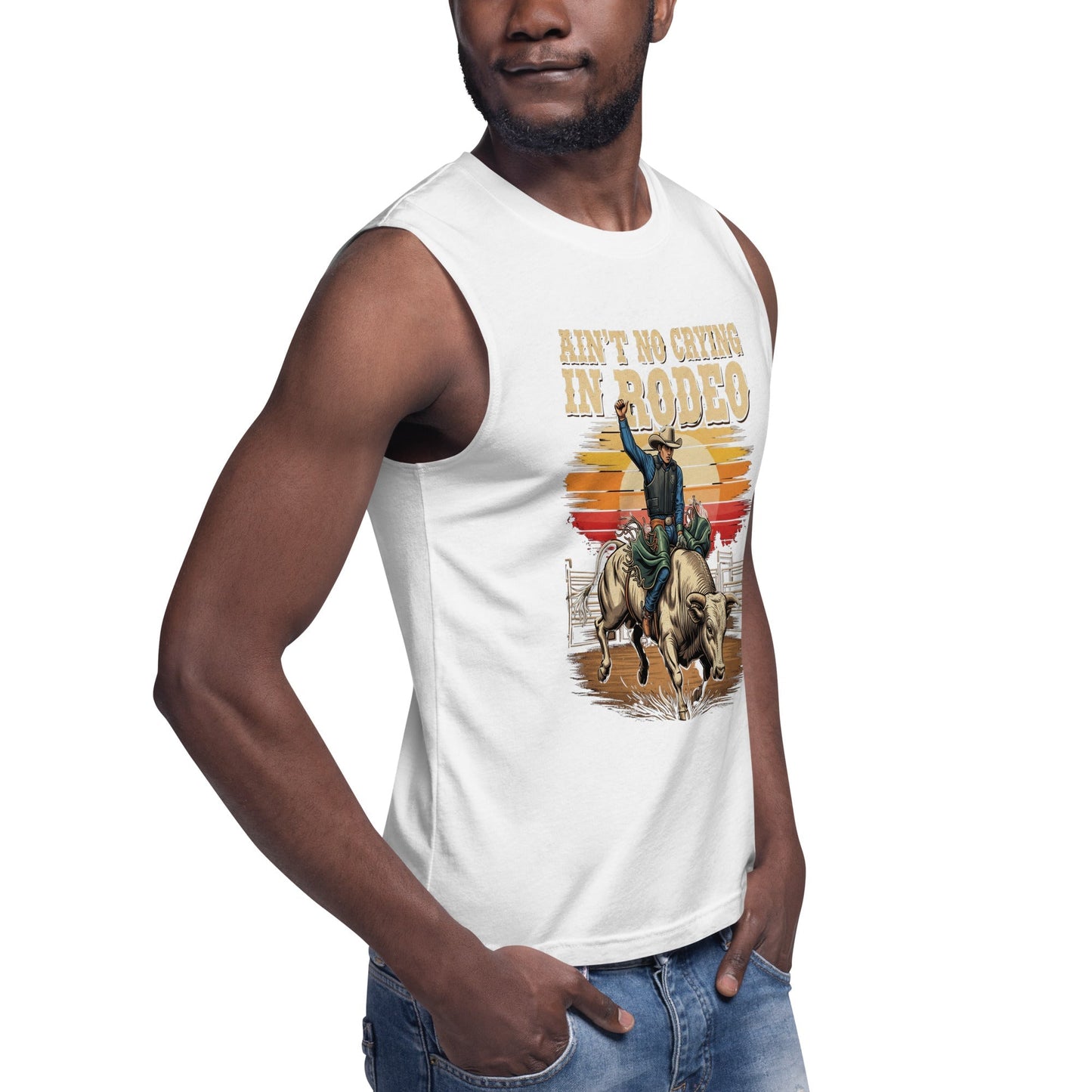 Ain't No Crying In Rodeo Graphic Muscle T-Shirt