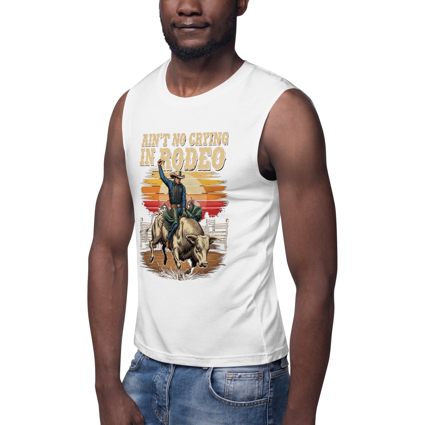 Ain't No Crying In Rodeo Graphic Muscle T-Shirt