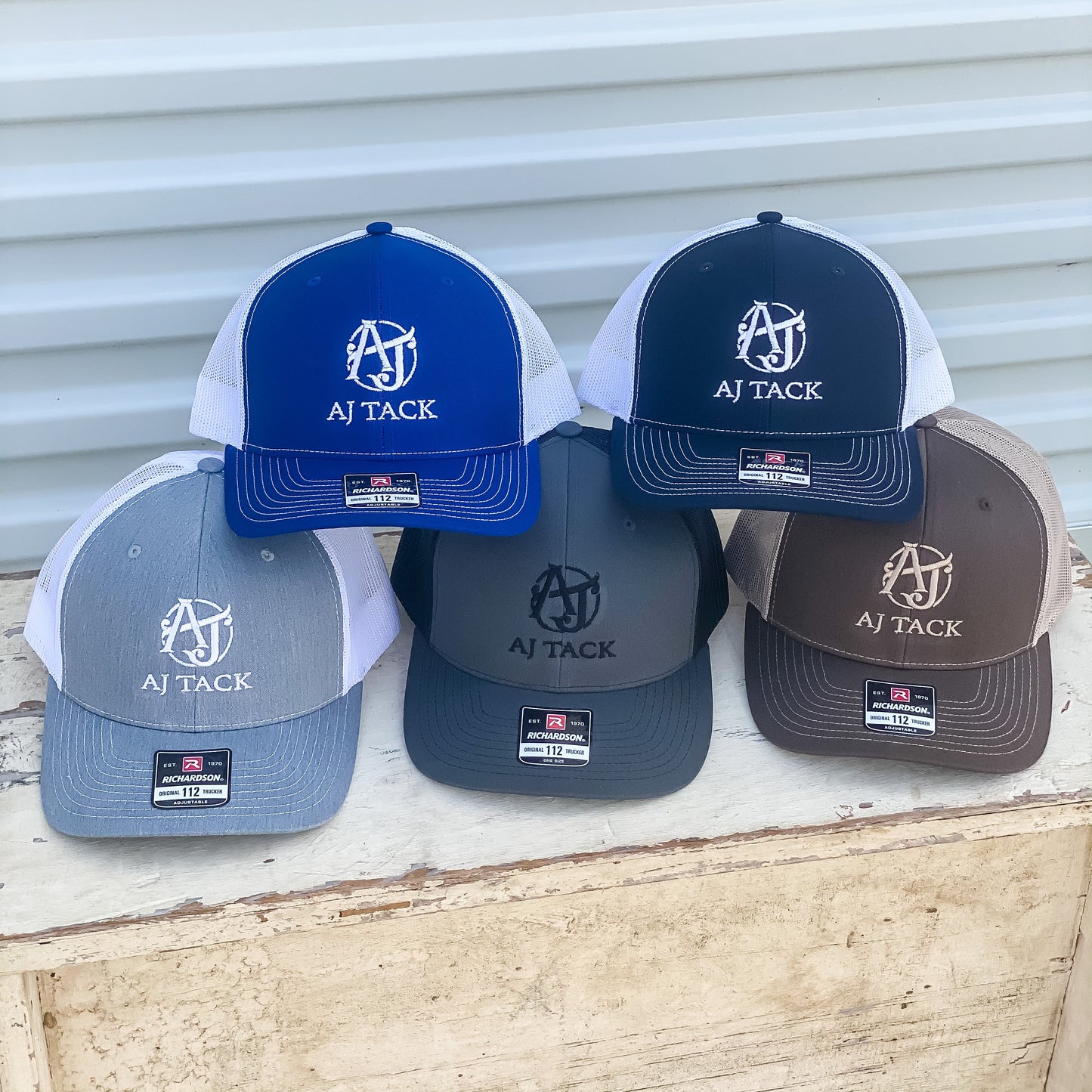 AJ Tack Navy Blue Embroidery Mesh Back Cap