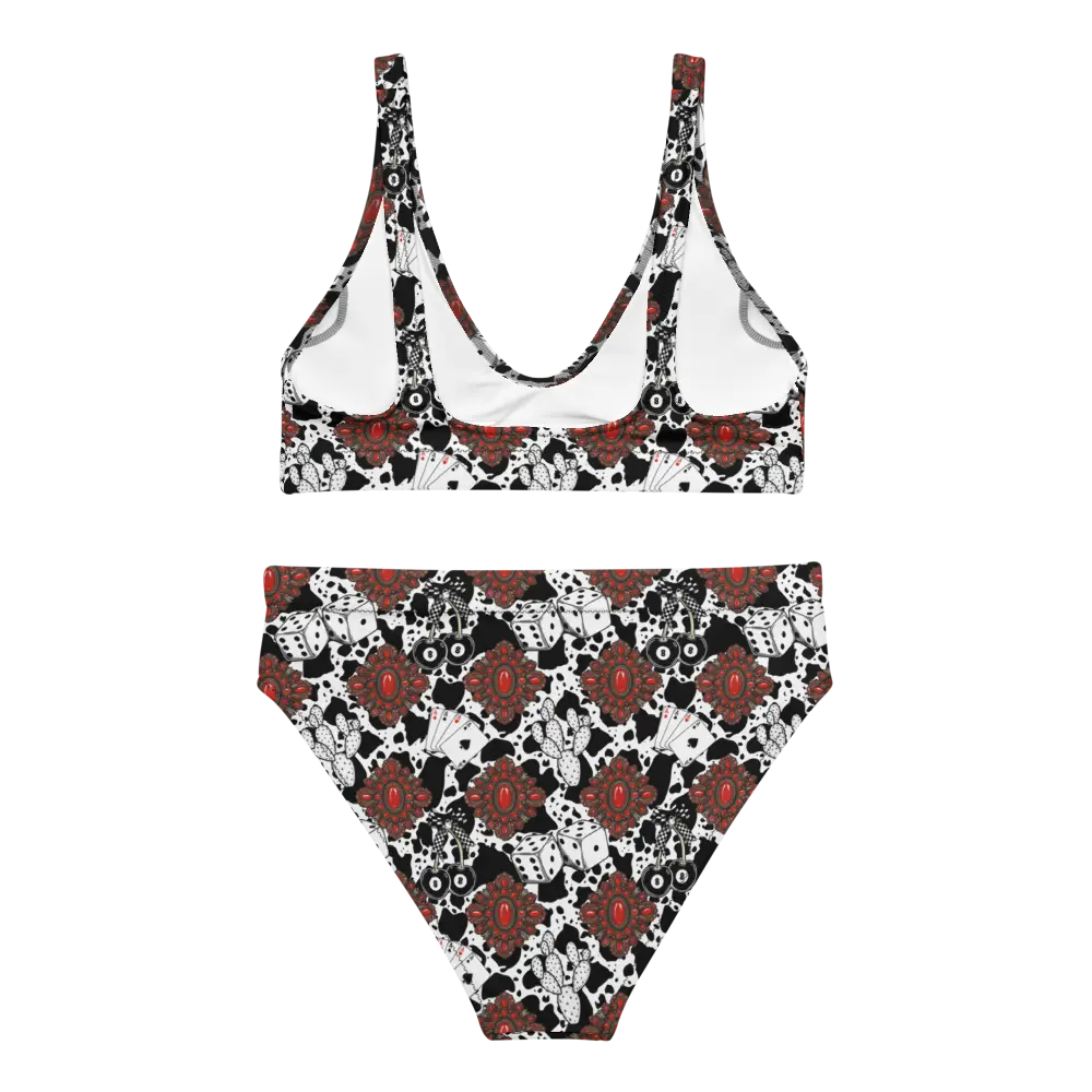 Red Turquoise Western Icon Recycled High-Waisted Bikini