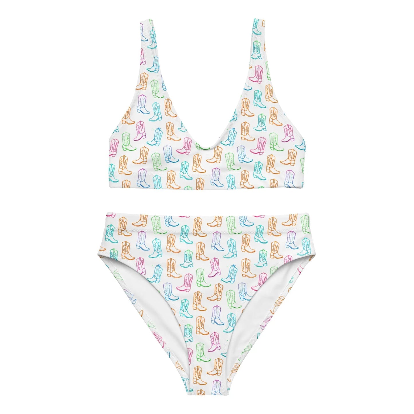 Watercolor Neon Boots High Waist Bikini