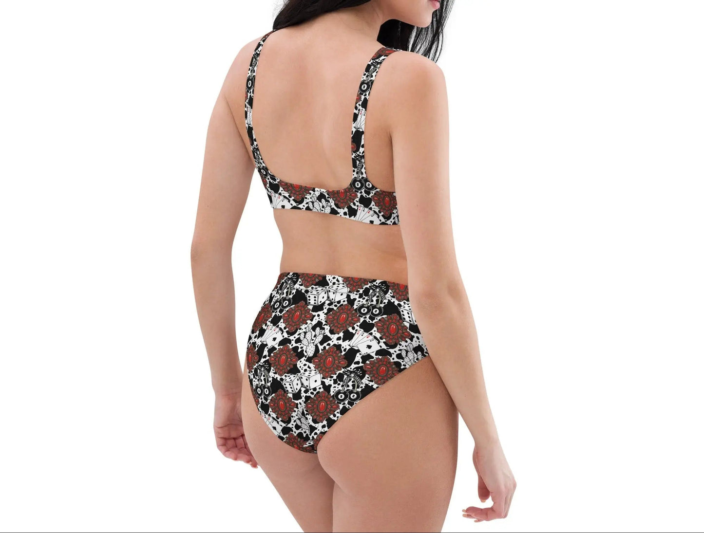 Red Turquoise Western Icon Recycled High-Waisted Bikini