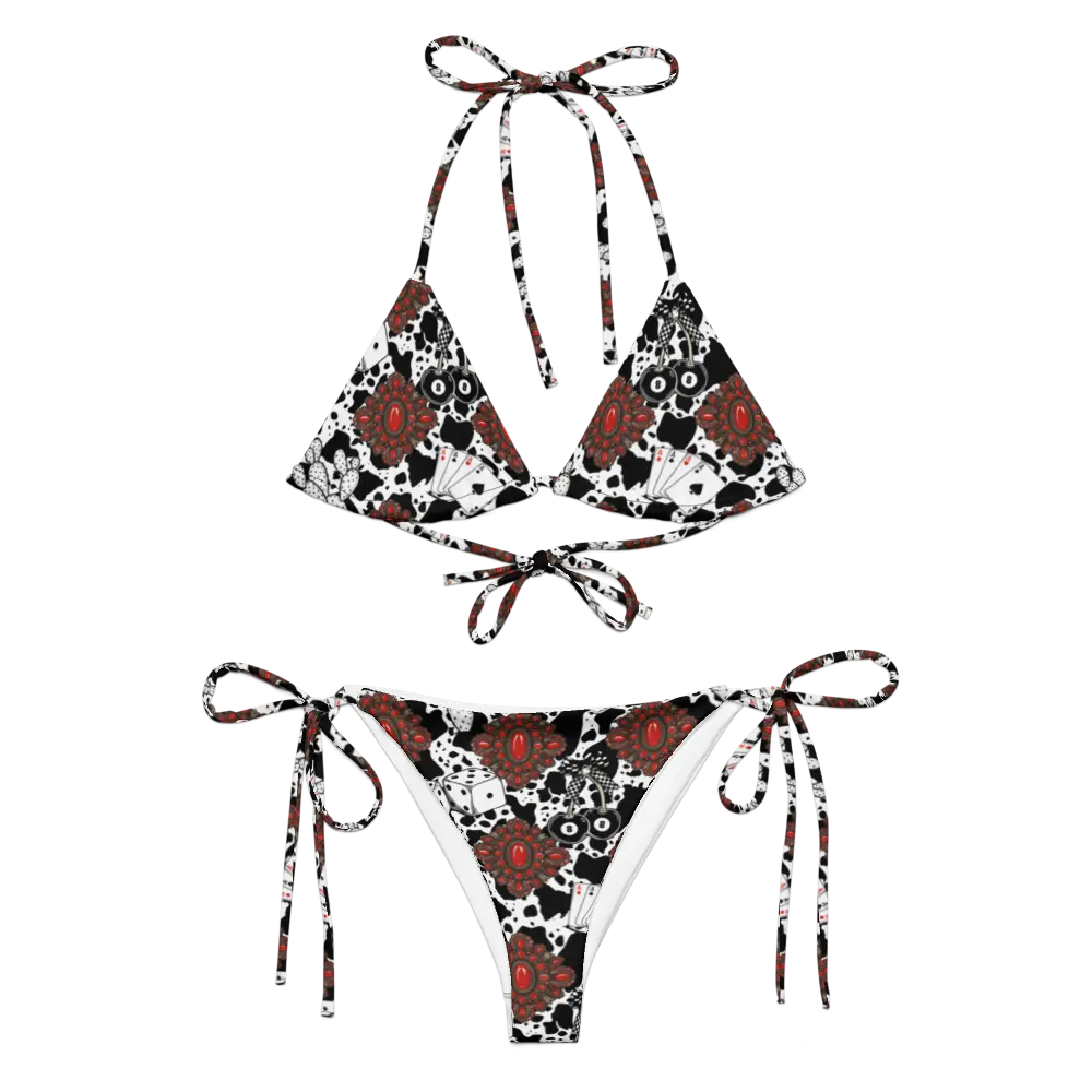 Red Turquoise Western Icon Recycled UPF 50+ String Bikini