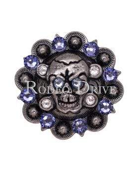 Light Sapphire Clear & Lilac Antique Silver 1.75" Skull European Crystal Concho