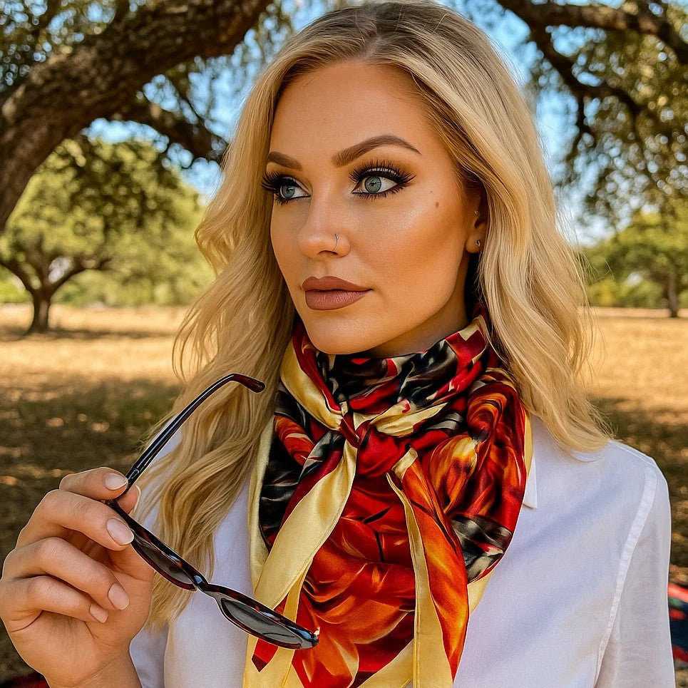 35X35" Red Floral Wild Rag / Scarf WR3447