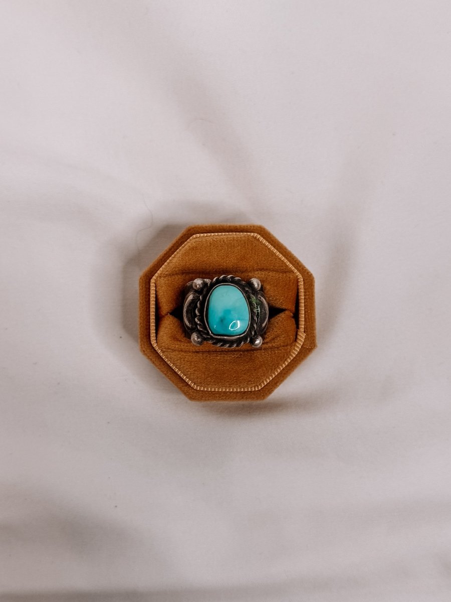 Auburn Cigar Band Turquoise Ring