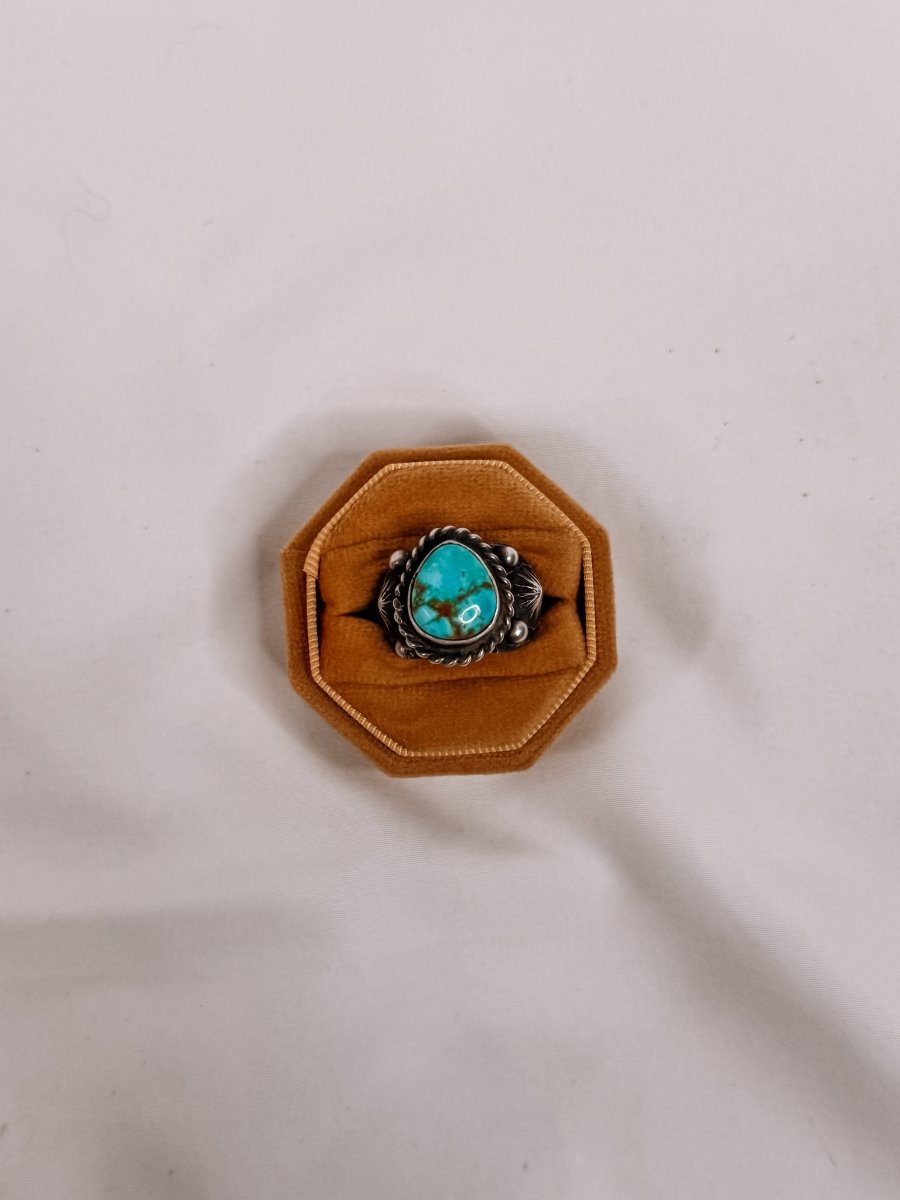 Auburn Cigar Band Turquoise Ring