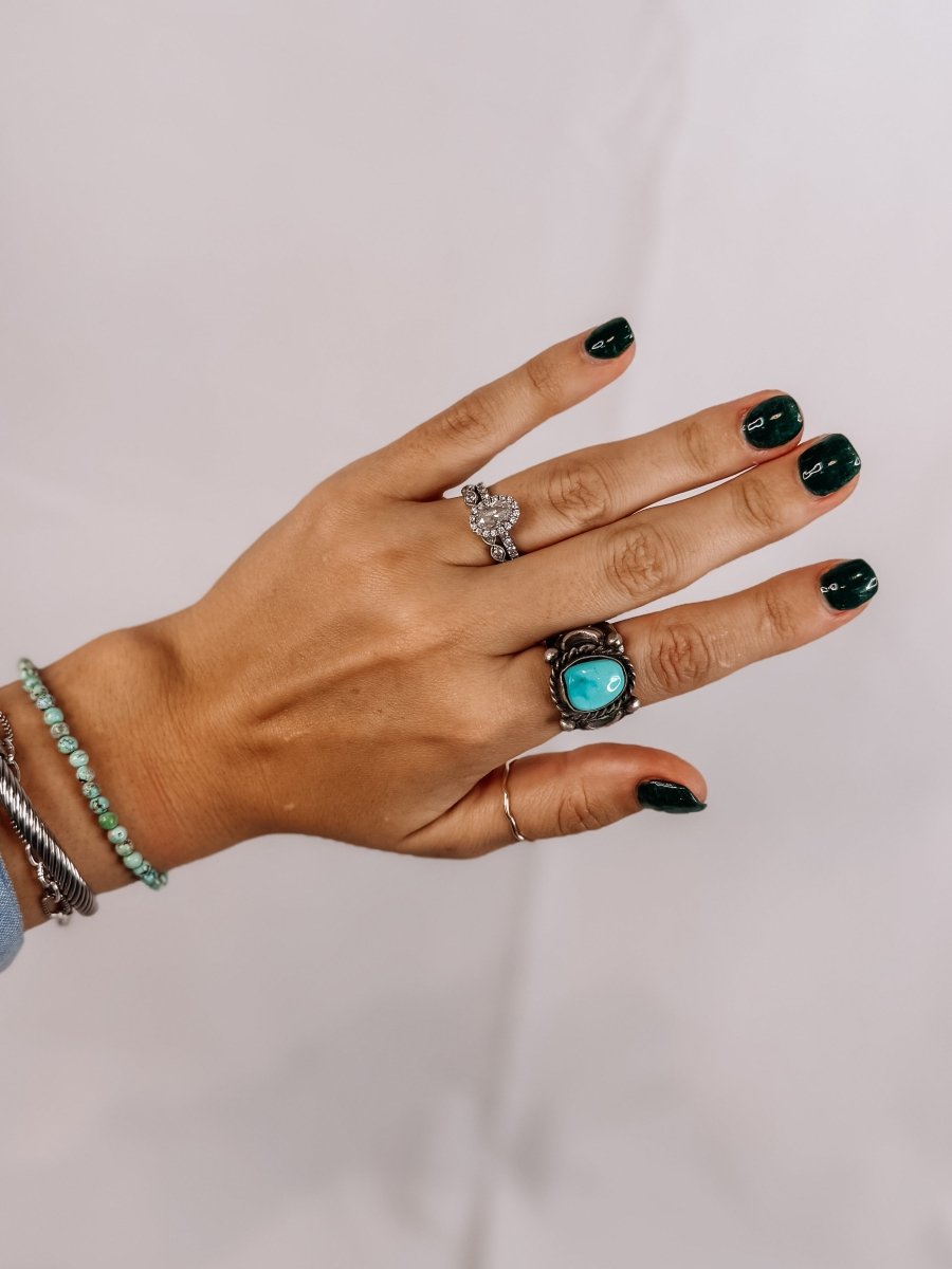 Auburn Cigar Band Turquoise Ring