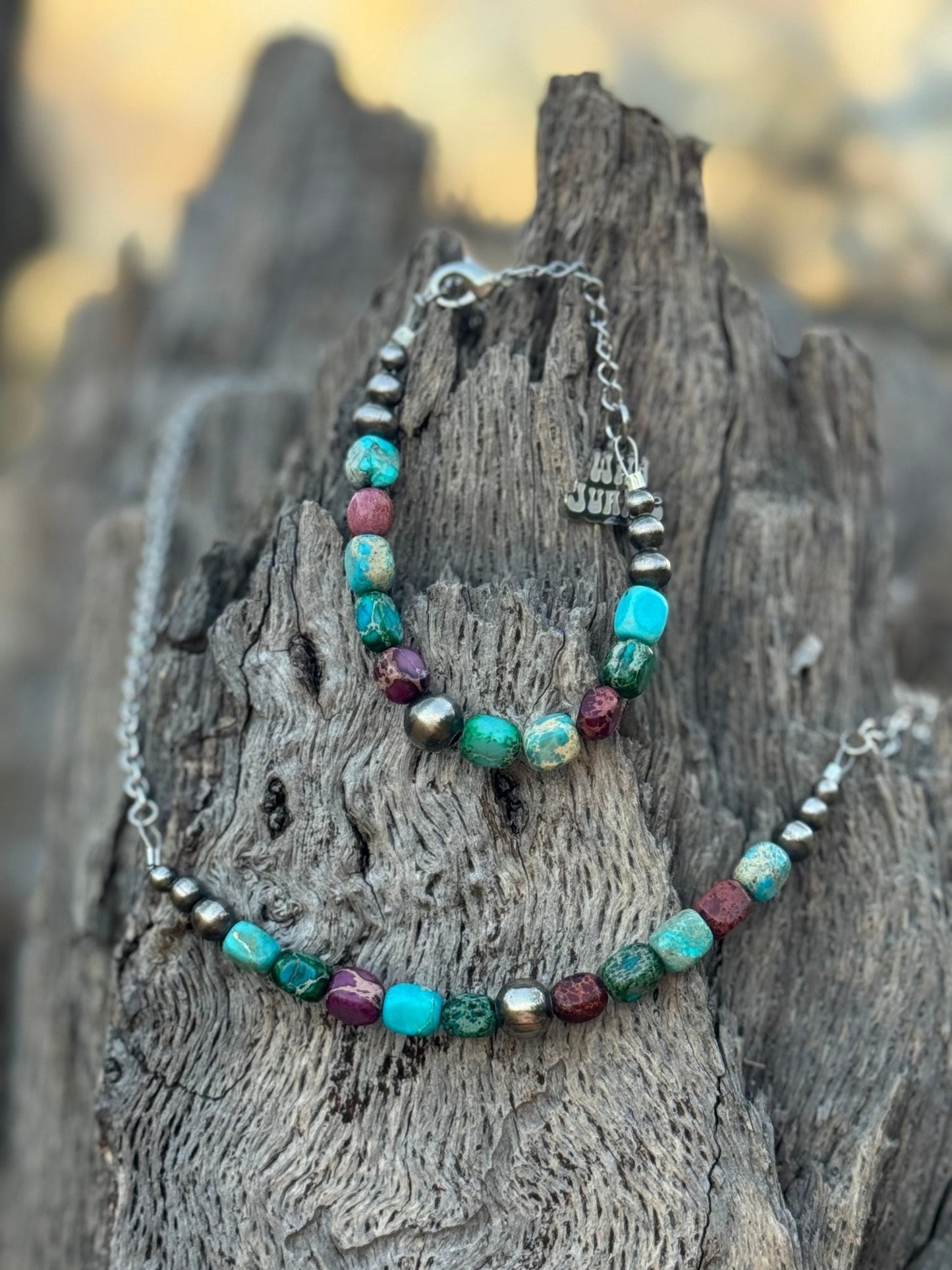 Sterling Silver Jasper Turquoise Bracelet