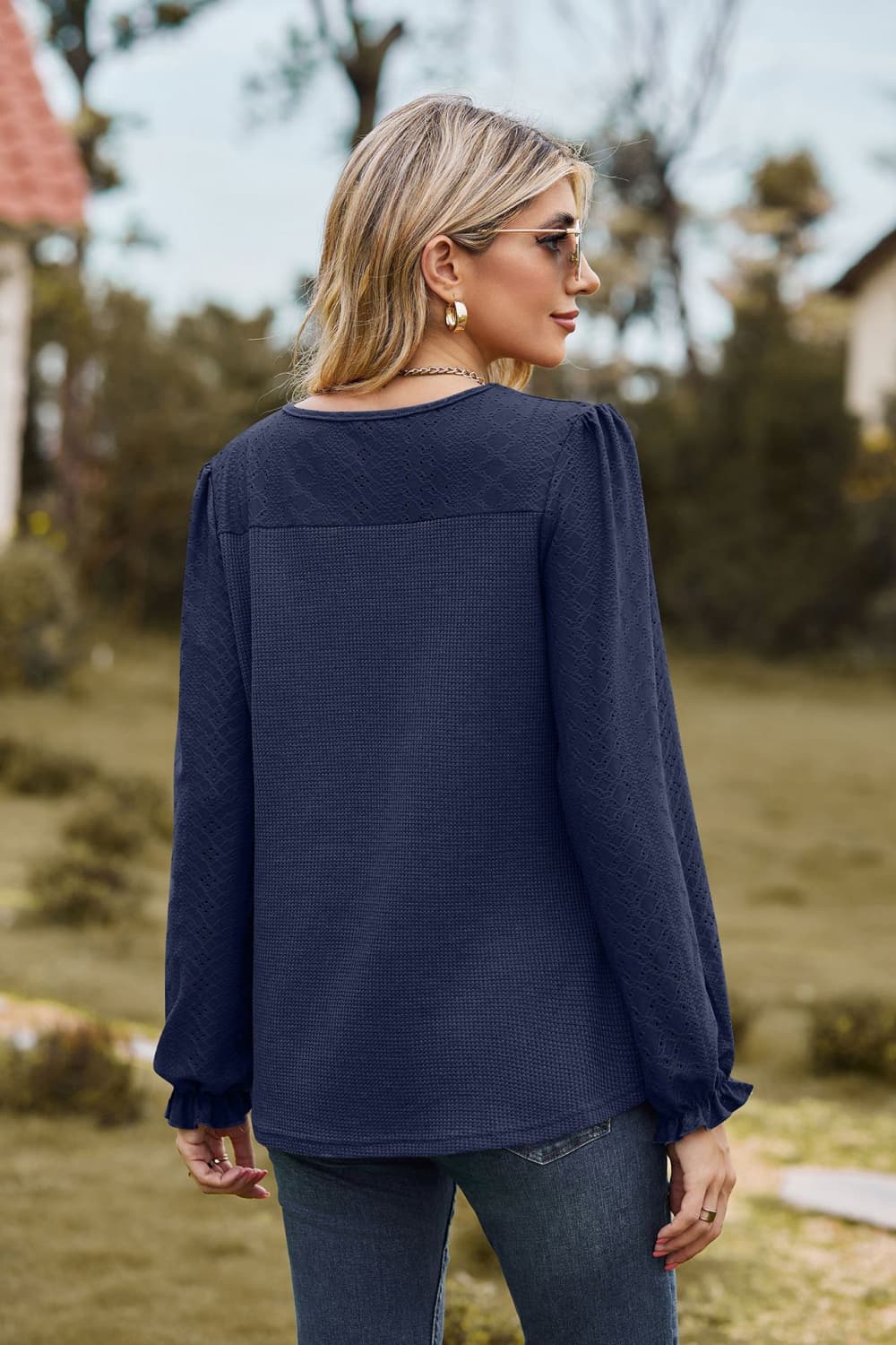 Avery Round Neck Puff Sleeve Blouse