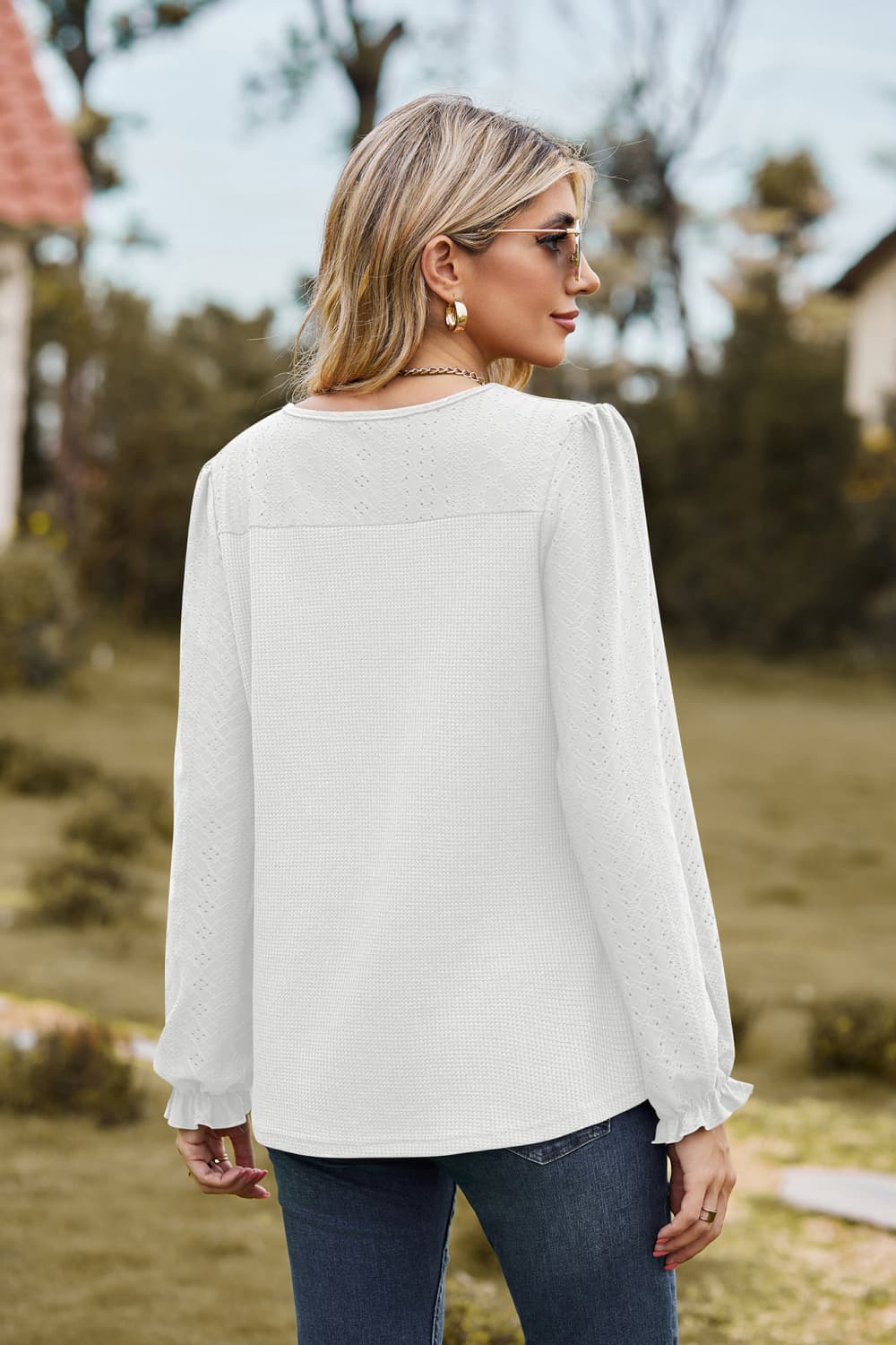 Avery Round Neck Puff Sleeve Blouse