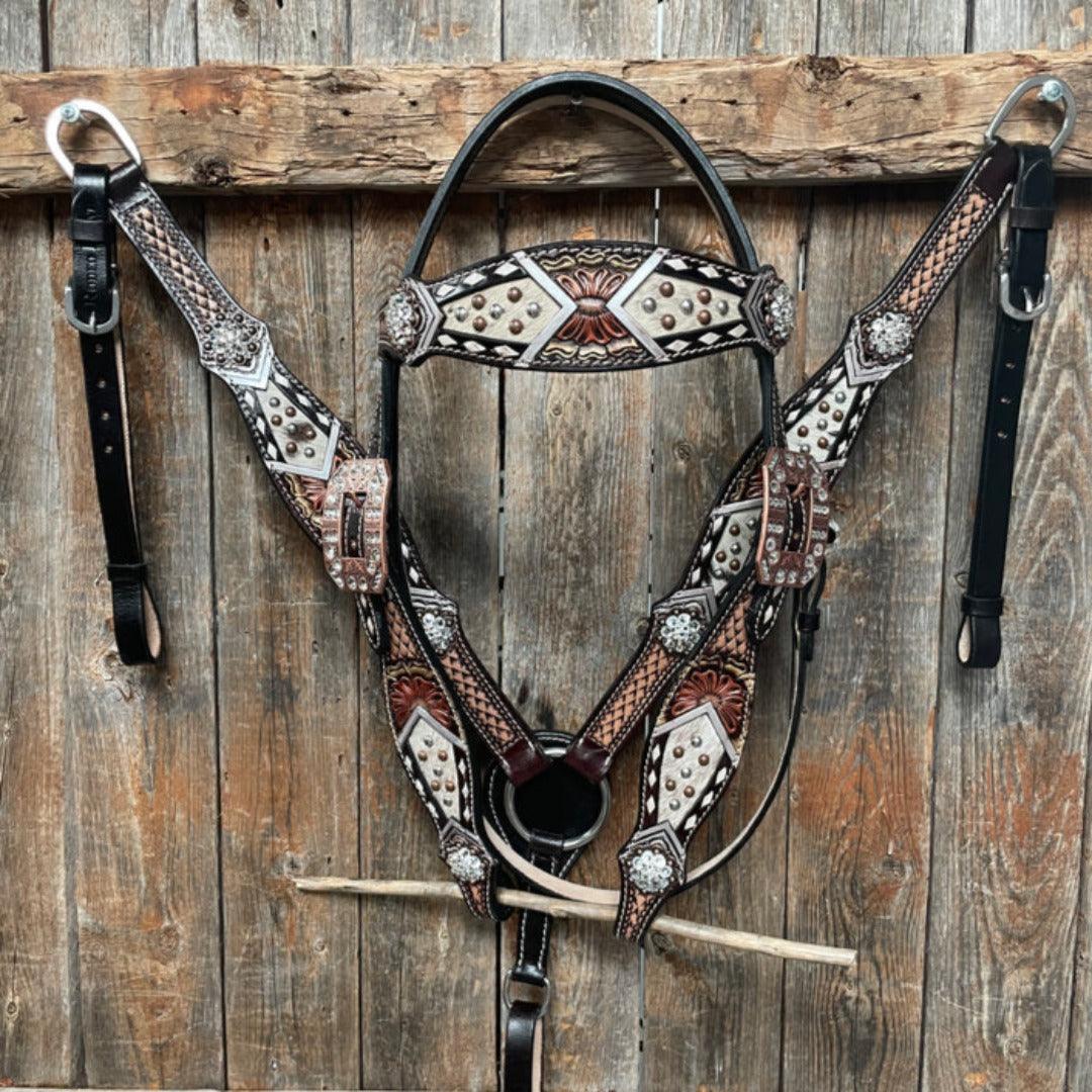 Cowhide Clear Browband/One Ear Tack Set #BBBC472