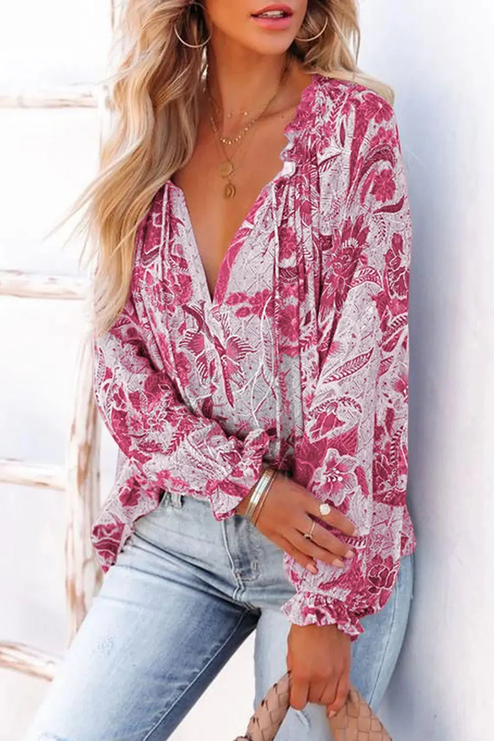 Bethany Floral Flounce Sleeve Blouse