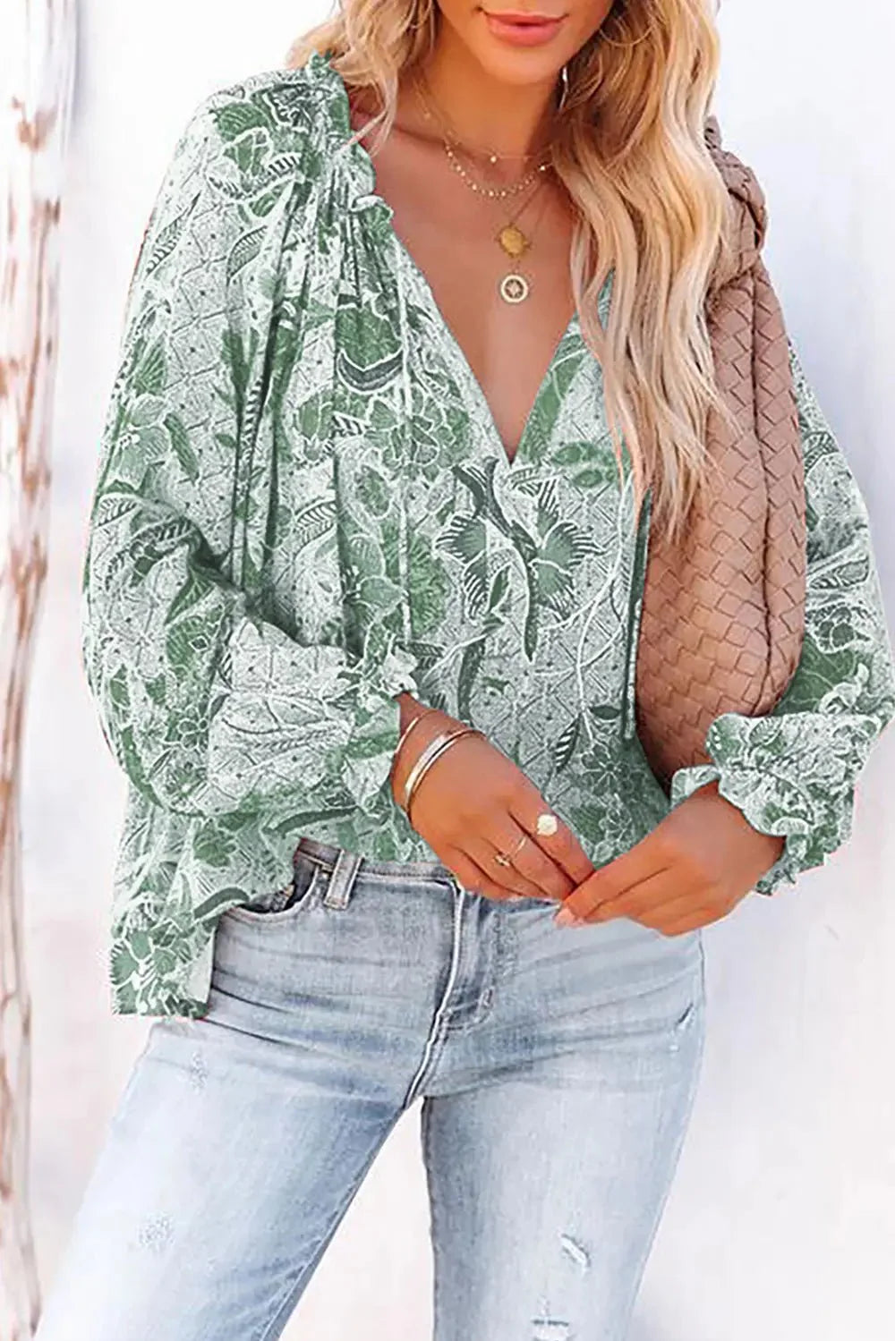 Bethany Floral Flounce Sleeve Blouse