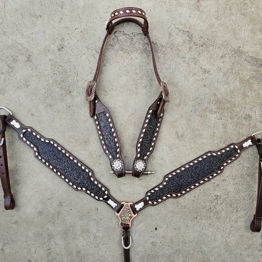 Made to Order Western Tack Set - Black Accent with Dark Oil Leather (BHT072)