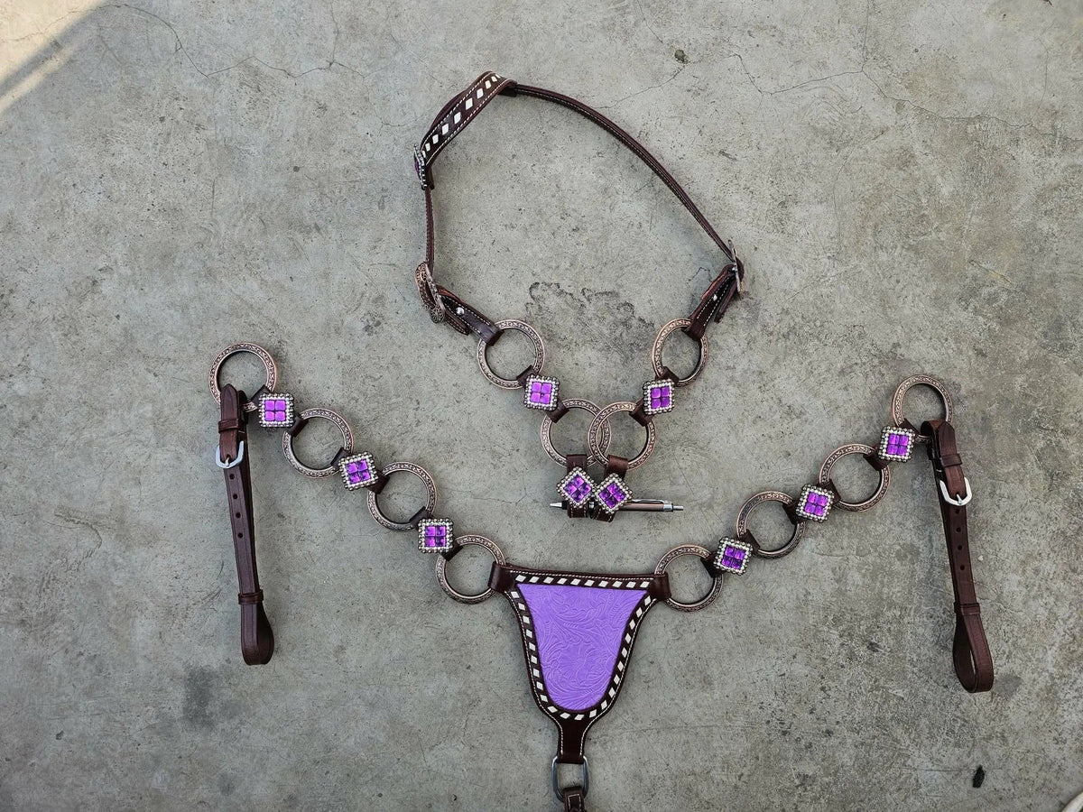 Made to Order Western Tack Set - Purple Ring Set, Gladiator (BHT075)