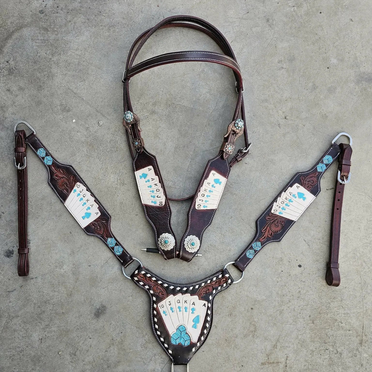 Made to Order Western Tack Set - Blue Playing Card (BHT082)