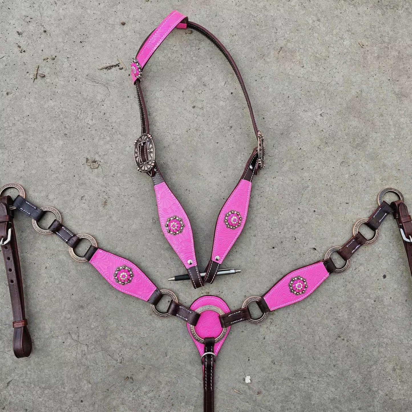 Made to Order Western Tack Set - Pink Ring Set (BHT085)
