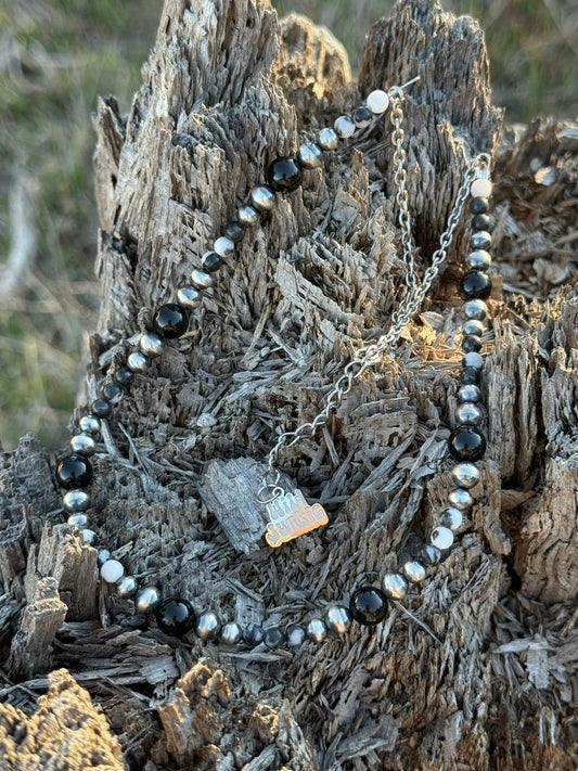Black Onyx Eclipse Beaded Necklace
