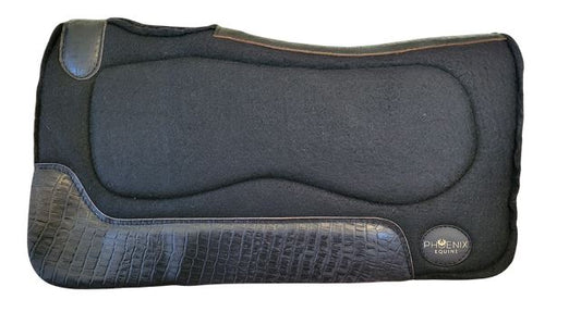 1" thick - 28"Lx30"W - Wool Blend Gel - Black with faux croc