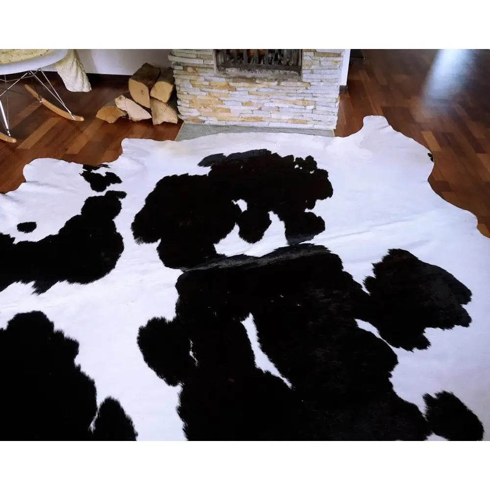 Black and White Brazilian Cowhide Rug: LARGE