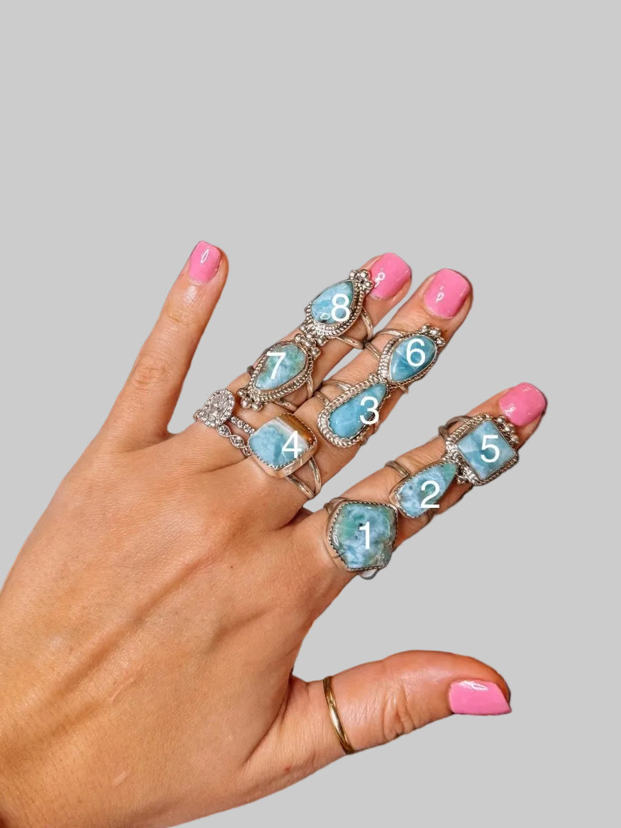 Blue Skies Larimar Rings