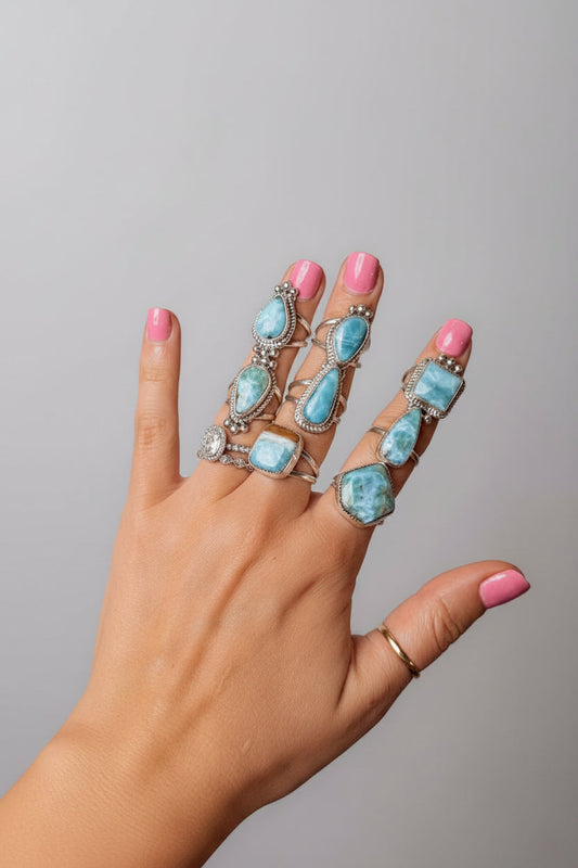 Blue Skies Larimar Rings